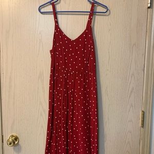 Old Navy Midi Cami Dress red with white polka dots